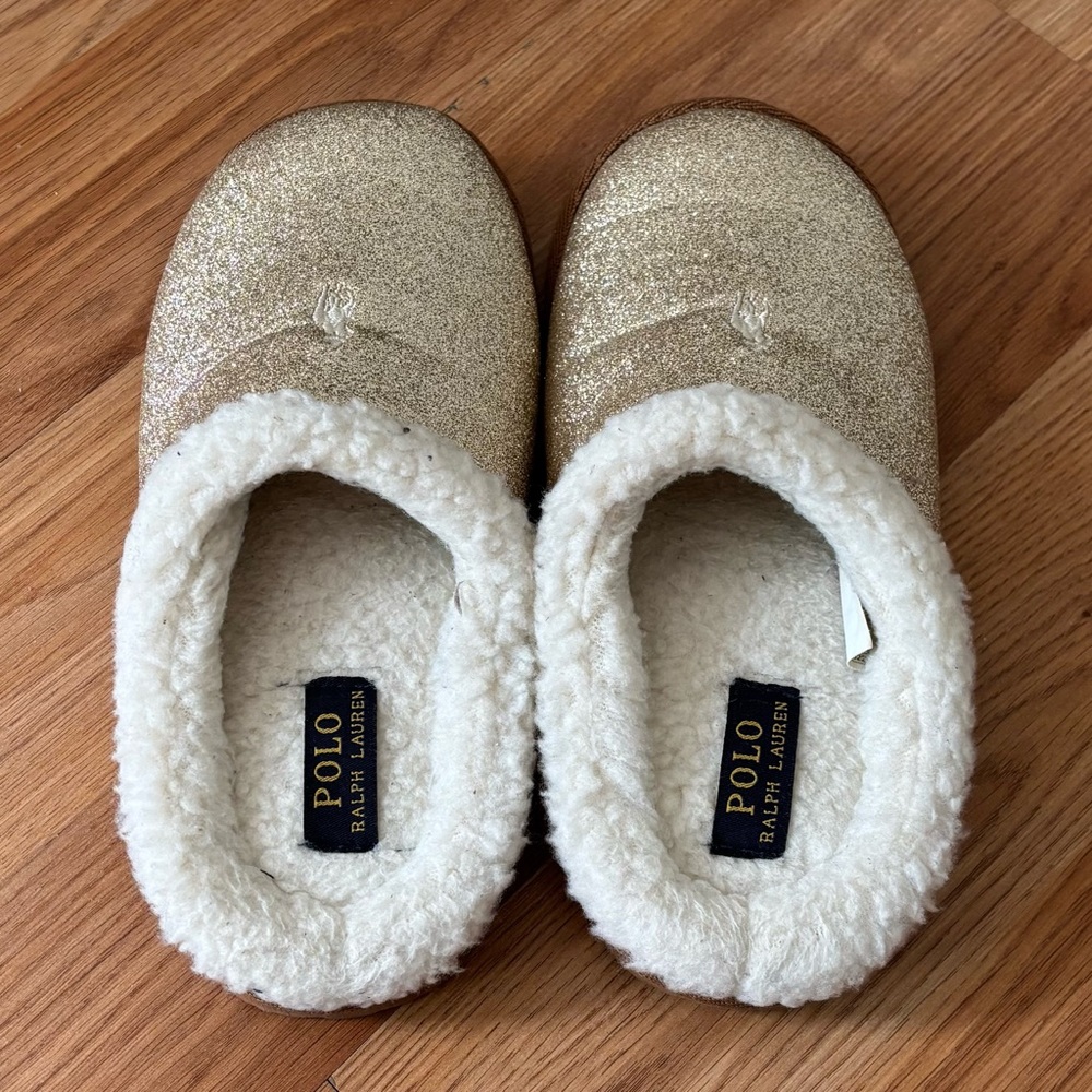 Polo Ralph Lauren Glittery Gold Slippers - Picture 3 of 4